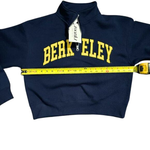 NWT Woman's ZOOZATZ Collegiate U of C BERKELEY Navy 1/4 Zip Sweat Shirt Top SZ M - Picture 6 of 6